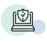 ícone de um notebook com escudo e check na tela.
