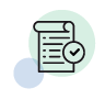 Ícone de um documento com lista e um símbolo de verificação