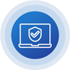 Ícone de um notebook com escudo e marca de verificação no centro, representando segurança